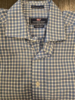 Vineyard Vines Cooper Blue and White Gingham Dress Shirt